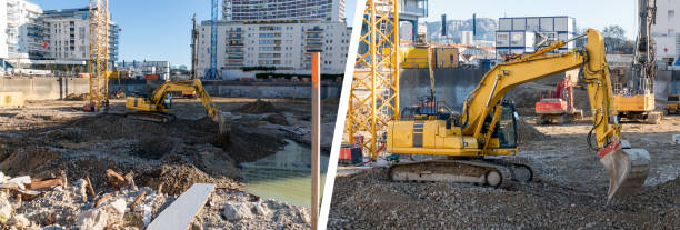 Excavatrices travaillant sur un chantier